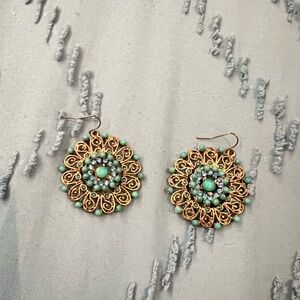 Elegant Gold and Turquoise Earrings